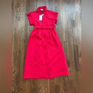 NWT - Tuckernuck Vibrant Red Collared Dress - Size Small